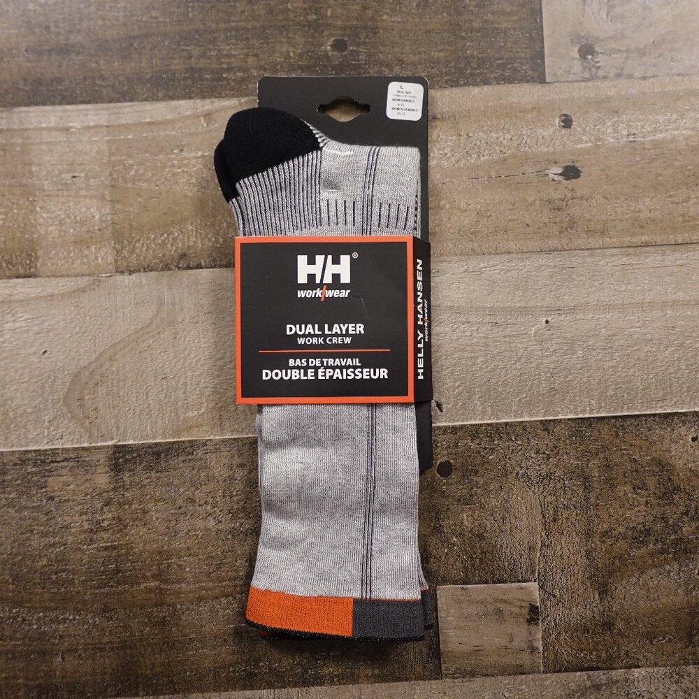 Helly Hansen Workwear Dual Layer‎ Work Crew Socks Unisex L Gray Black